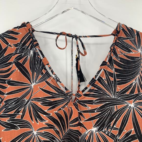 2/$30 FORTUNE Swimwear Cover Up One Size Luisa Looped Front Palm Deep Sienna - Picture 4 of 8